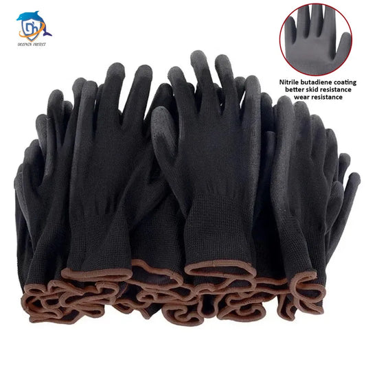 10/20 Pair Logo Free Polyurethane Gloves Safety Work Gloves Repair Gloves Palm Coated Gloves Carpenter Repairman Supplies