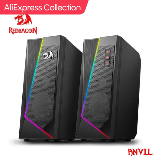 AliExpress Collection REDRAGON GS520 Anvil Aux 3.5mm Stereo Surround Music RGB Speakers Sound Bar for Computer 2.0 PC Home
